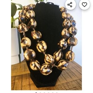 Vintage Marble Kukui Nut Seed Pod  Beaded Necklace